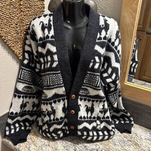 Black and White Patterned Men's Cardigan by Andes